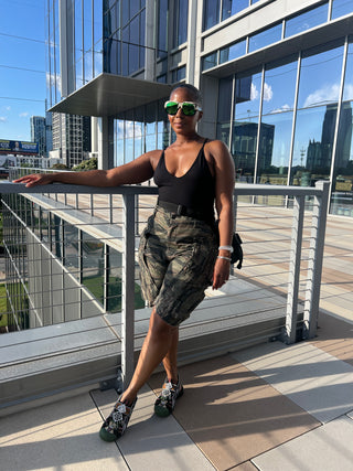 Custom Camo Distressed Shorts 10-12 days production from order - The Vault by Sacha