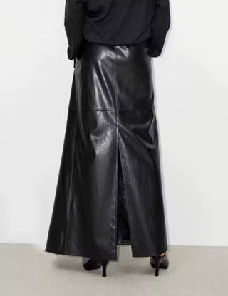Maxi Split Leather Skirt - The Vault by Sacha