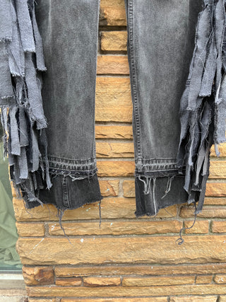 Custom Distressed Gray Fringe Chaps - The Vault by Sacha