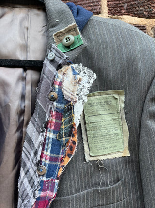 Custom Crop Gray Stripe Blazer - The Vault by Sacha