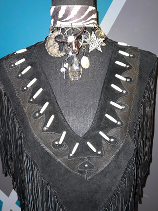 Bad To The Bone Leather Suede Poncho - The Vault by Sacha