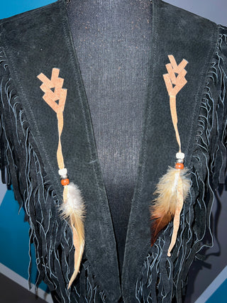 Ombré Feathers Suede Fringe Poncho - The Vault by Sacha