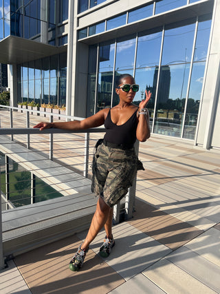 Custom Camo Distressed Shorts 10-12 days production from order - The Vault by Sacha