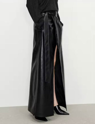 Maxi Split Leather Skirt - The Vault by Sacha