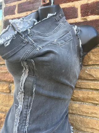 Custom Gray Distressed Halter Top - The Vault by Sacha