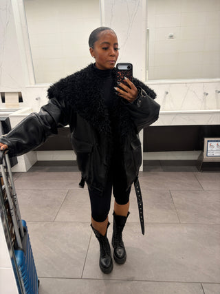 The One Shearling Fur Bomber Jacket - The Vault by Sacha