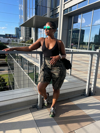 Custom Camo Distressed Shorts 10-12 days production from order - The Vault by Sacha