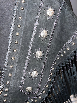 Embellished Studs Fringe Poncho - The Vault by Sacha