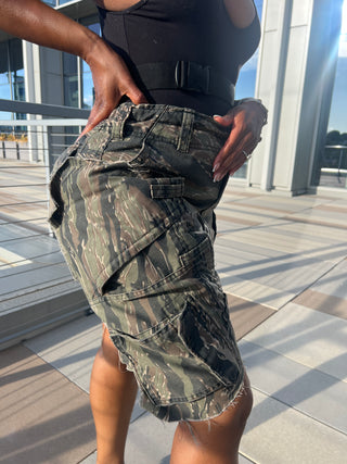 Custom Camo Distressed Shorts 10-12 days production from order - The Vault by Sacha