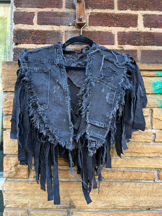 Custom Double Frayed Fringe Poncho - The Vault by Sacha
