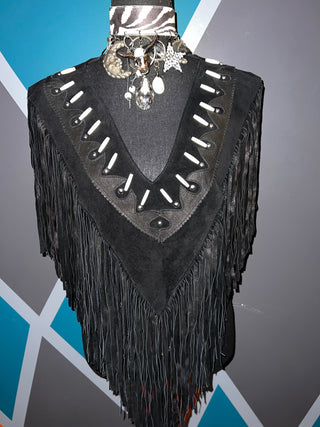 Bad To The Bone Leather Suede Poncho - The Vault by Sacha