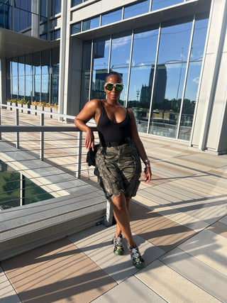 Custom Camo Distressed Shorts 10-12 days production from order - The Vault by Sacha