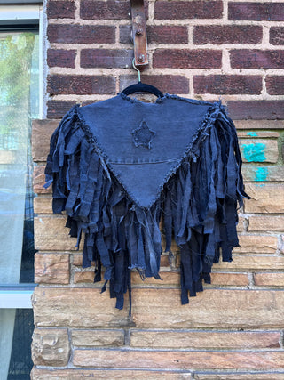 Custom Double Frayed Fringe Poncho - The Vault by Sacha