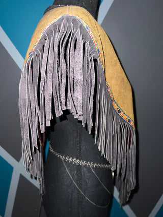 Leopard Catch Suede Fringe Poncho - The Vault by Sacha