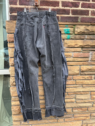 Custom Distressed Gray Fringe Chaps - The Vault by Sacha