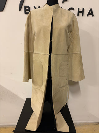 2 Pocket Tan Shearling Trench Coat - The Vault by Sacha