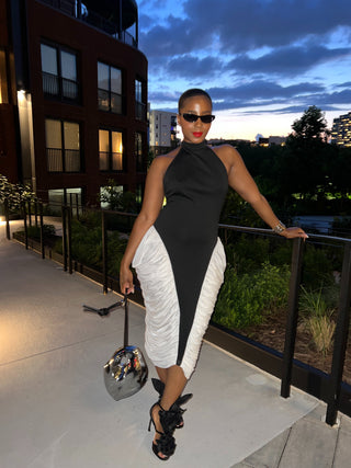 Sculpted Contrast Hourglass Dress - The Vault by Sacha