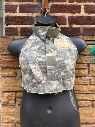 Custom Army Fatigue Halter | Size S | Belt OS (Can Be Worn Many Ways) - The Vault by Sacha