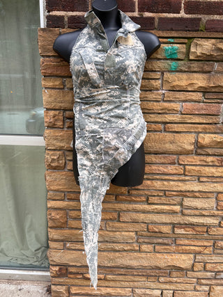 Custom Army Fatigue Halter | Size S | Belt OS (Can Be Worn Many Ways) - The Vault by Sacha