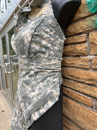 Custom Army Fatigue Halter | Size S | Belt OS (Can Be Worn Many Ways) - The Vault by Sacha