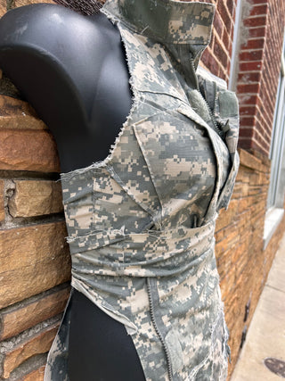 Custom Army Fatigue Halter | Size S | Belt OS (Can Be Worn Many Ways) - The Vault by Sacha