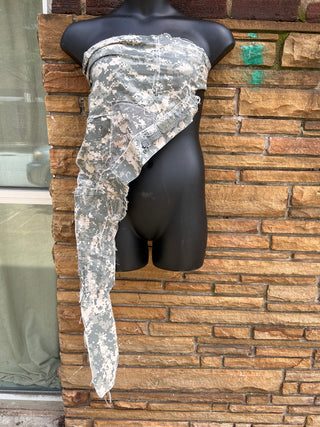 Custom Army Fatigue Halter | Size S | Belt OS (Can Be Worn Many Ways) - The Vault by Sacha