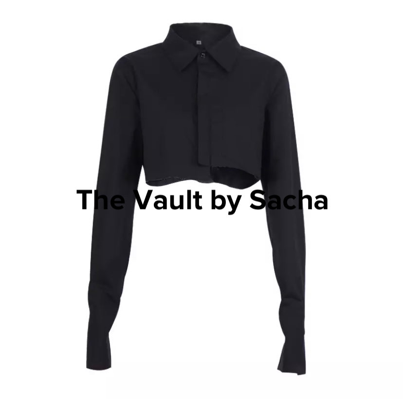Cropped button up shirt -Black | FINAL SALE