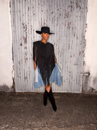 VINTAGE SUEDE + LEATHER PONCHO/ VEST