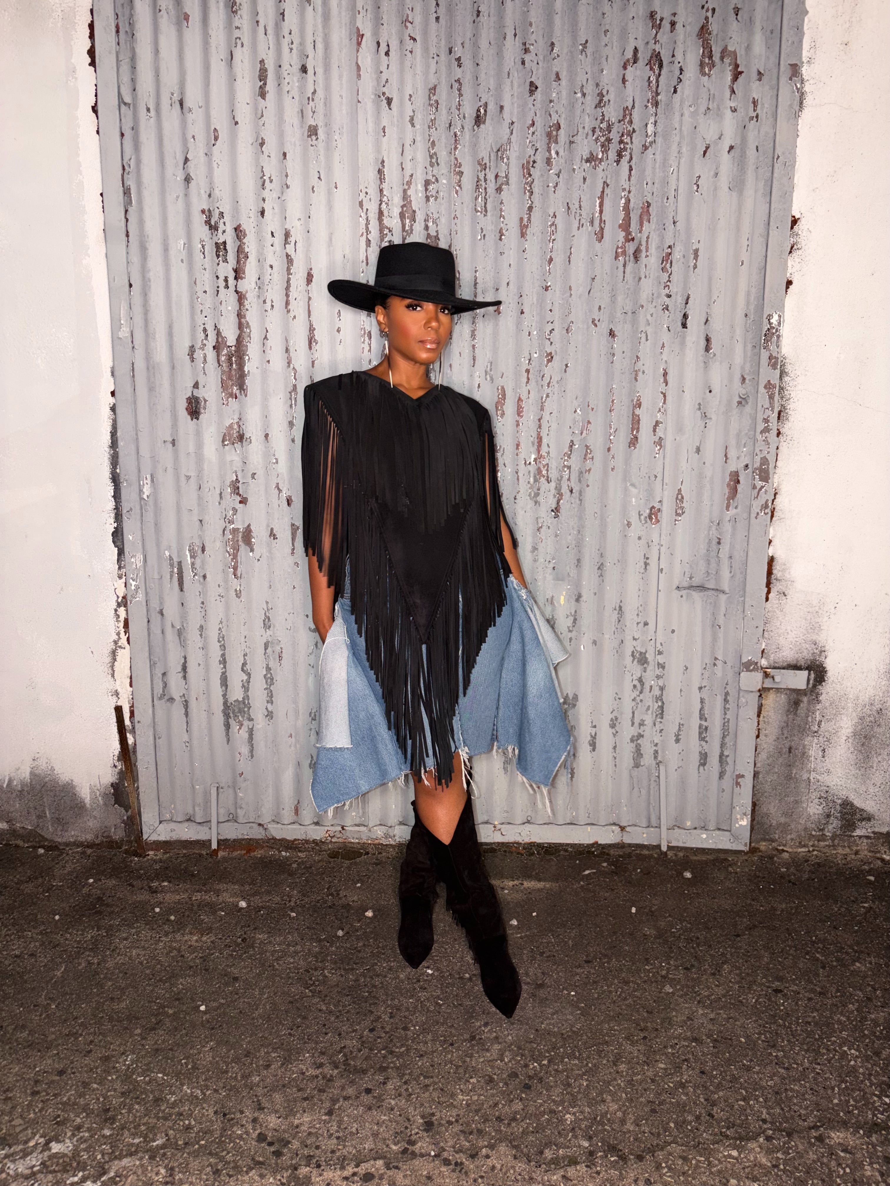 VINTAGE SUEDE + LEATHER PONCHO/ VEST