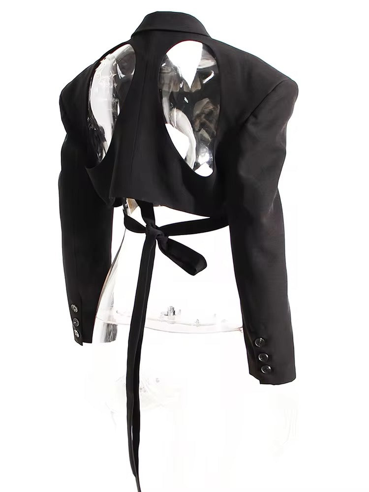 Black Cropped Cut Out Blazer - The Vault by Sacha