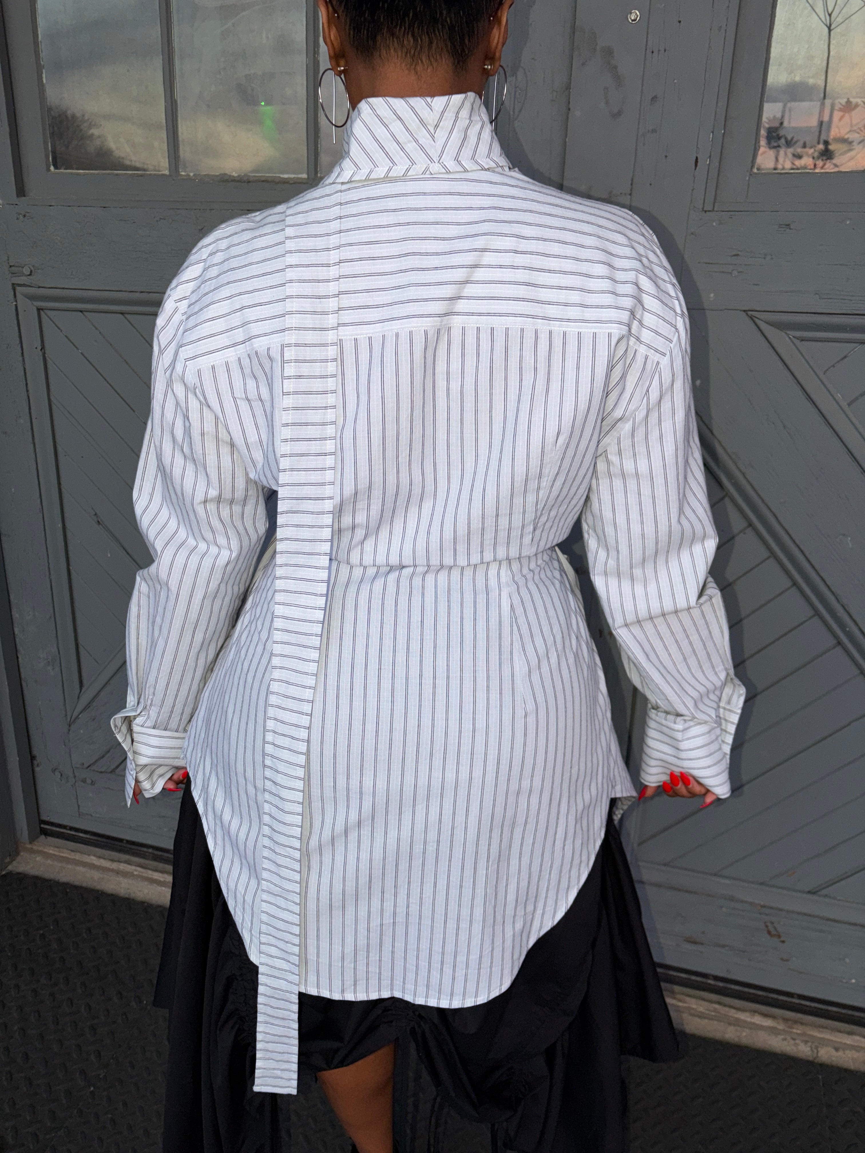 Pinstripe Tunic Shirt-Preorder - The Vault by Sacha