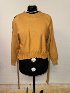 Caramel Open Zipper Shoulder Sweater