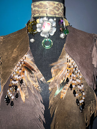 Feather Beaded Fringe Vest