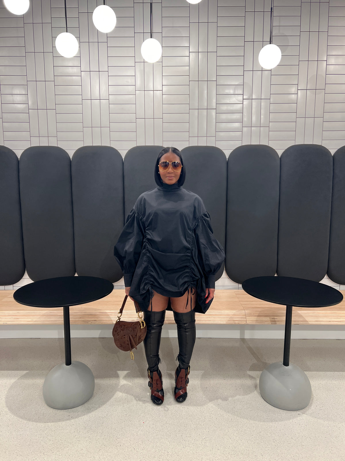 Ruched Shirt/Dress Black - The Vault by Sacha