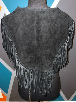 Beaded Sunstar Suede Fringe Poncho