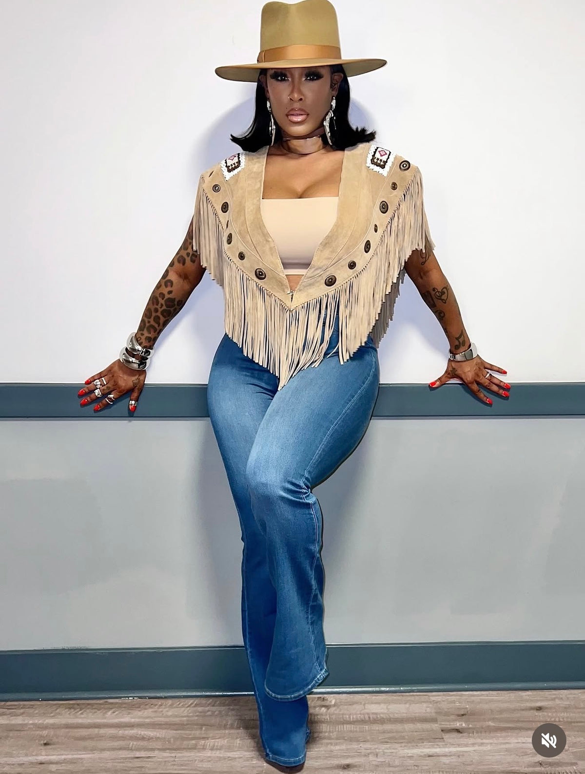 Suede Beaded Fringe Poncho