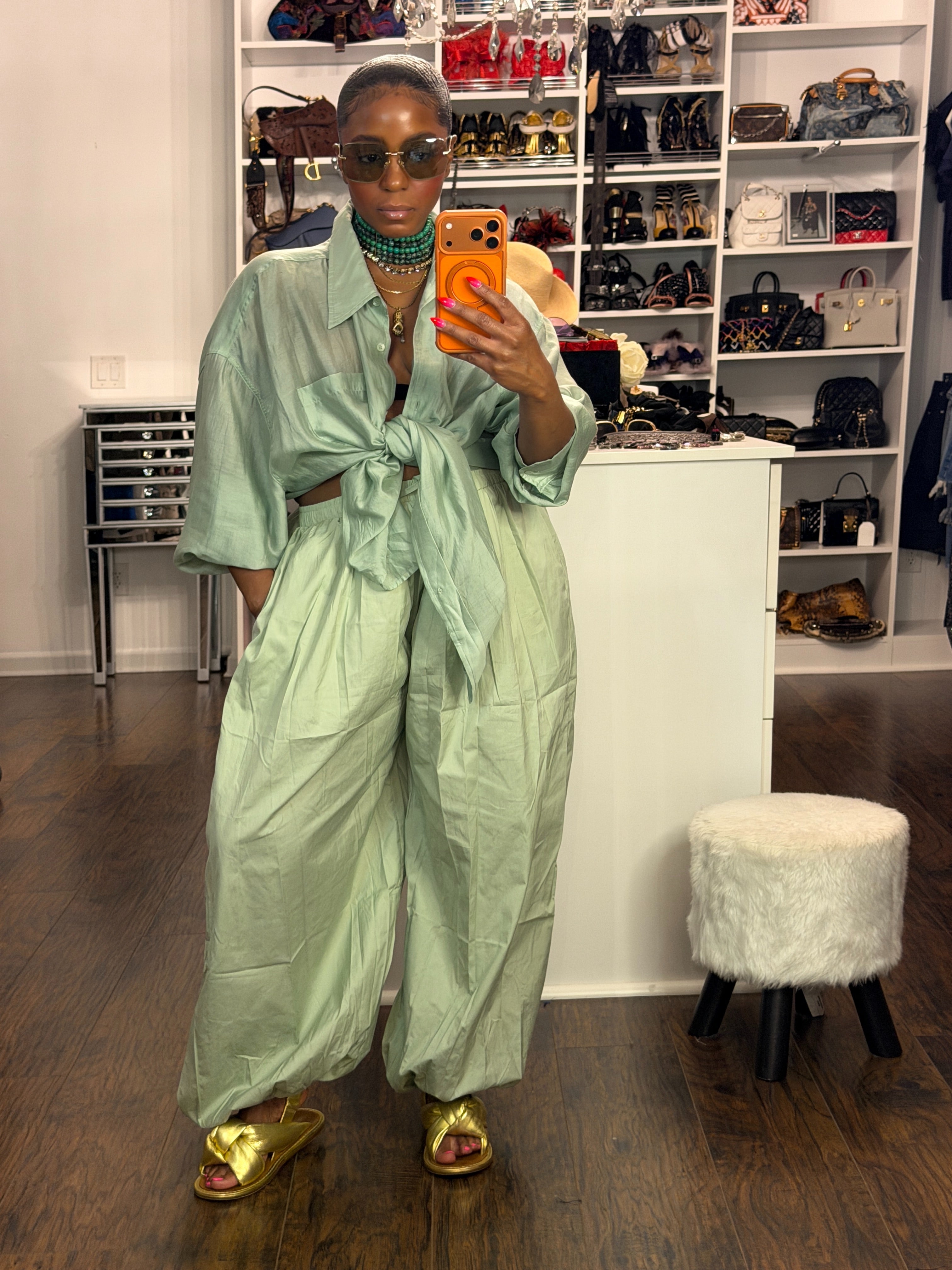 Sage Breeze Balloon Pants