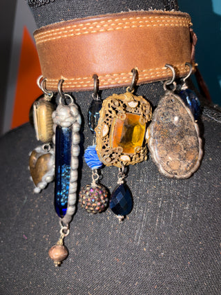 Sapphire Crystal Handmade Leather Choker