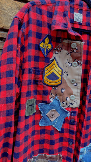 Custom Multi Plaid Red+ Blue Patchwork Duster