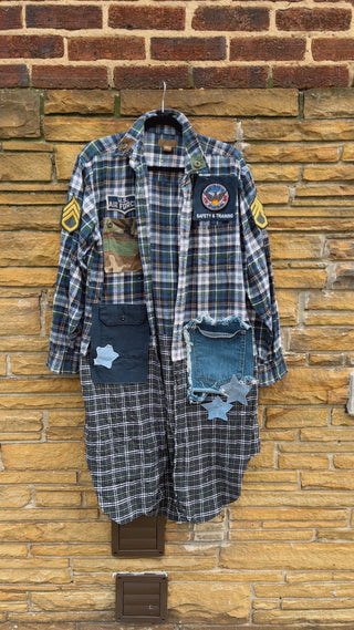 Custom Multi Plaid Cobalt Blue Patchwork Duster