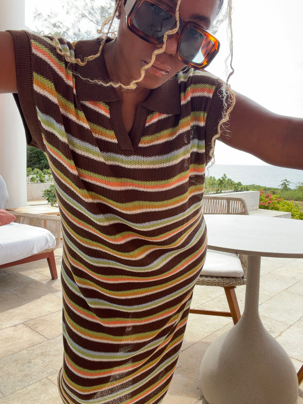 Earth and Sea knit polo dress
