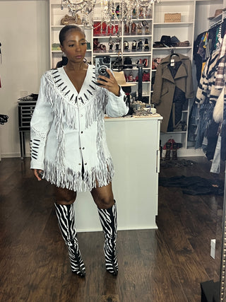 Genuine Leather Fringe Top/Dress