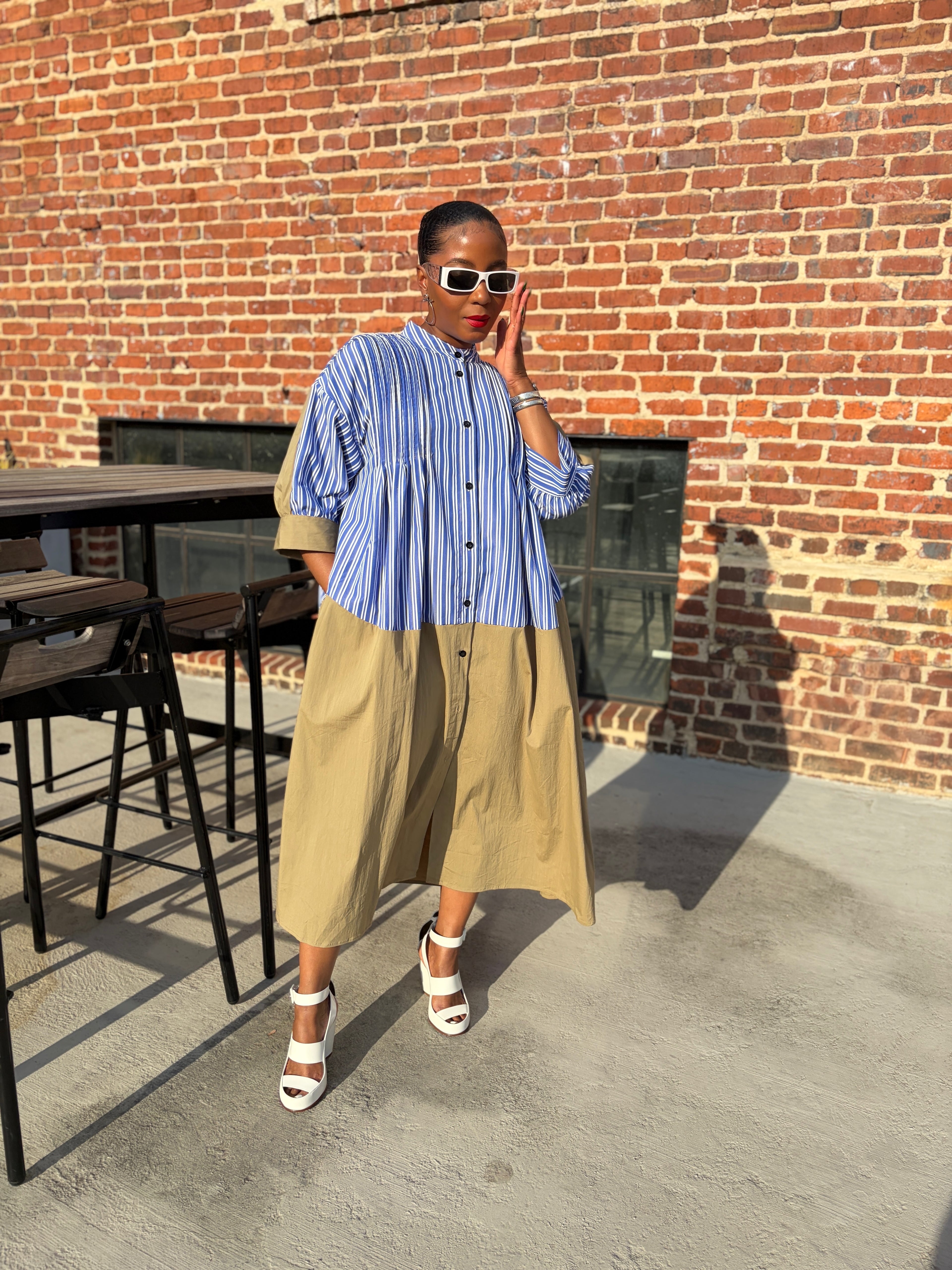 Pinstripe & Poise Shirt Dress - The Vault by Sacha