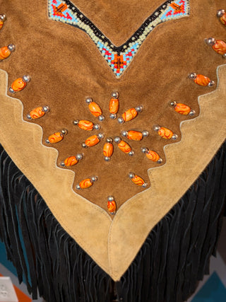 Sunset Tribes Suede Fringe Poncho