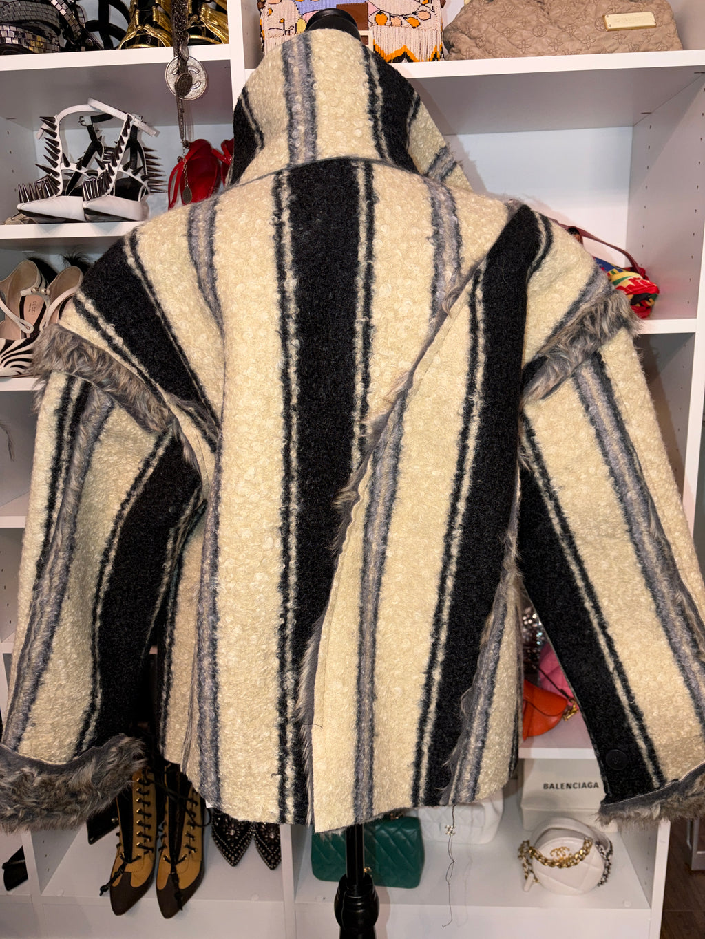 Reversible Shearling Tweed Coat - The Vault by Sacha