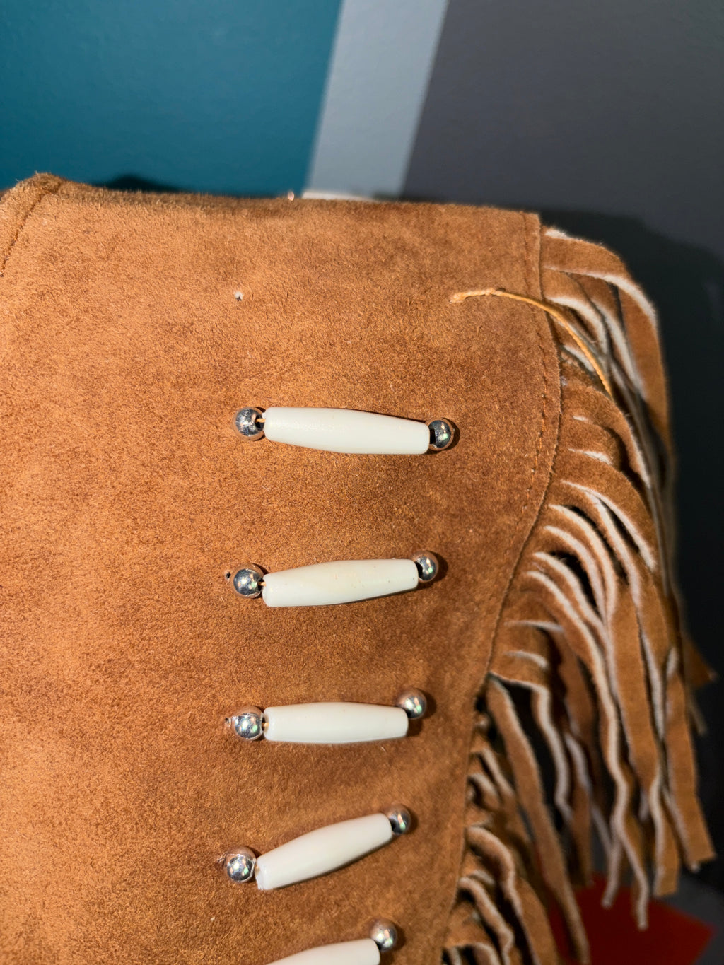 Buffalo bone Suede Poncho