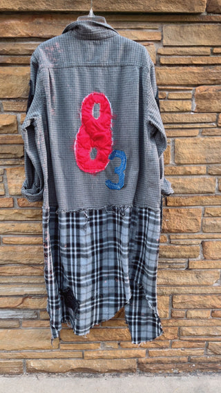 Custom Multi Plaid Army Aviator Patchwork Duster