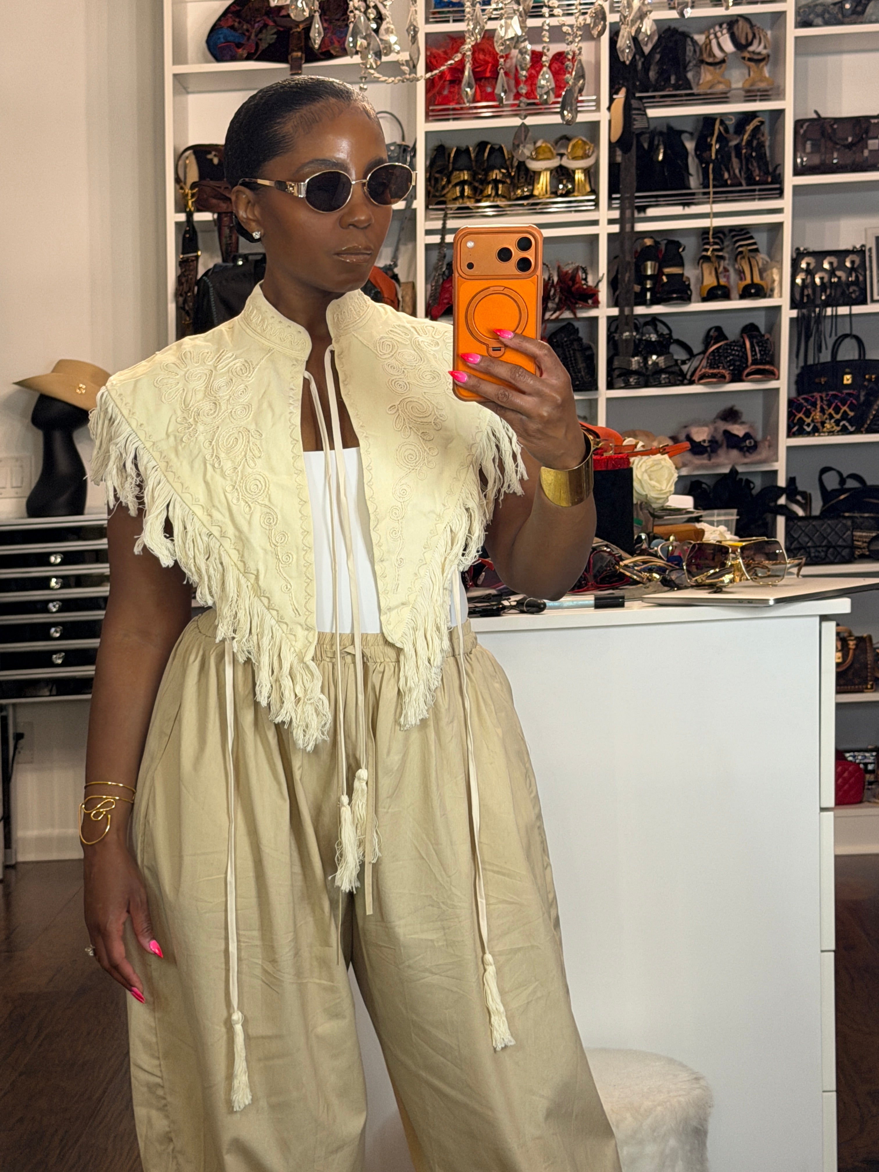 Artisan Fringe Embroidered Capelet 7/17