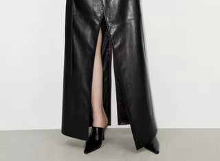 Maxi Split Leather Skirt - The Vault by Sacha