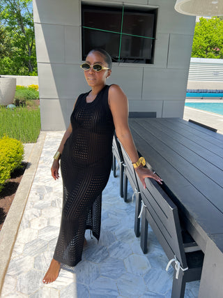 Midnight Mesh Crochet Dress